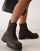 goodin Ghete din piele întoarsă naturală tip workery pe talpă groasă embosată Akiorra Maro