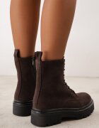 goodin Ghete din piele întoarsă naturală tip workery pe talpă groasă embosată Akiorra Maro