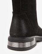 goodin Ghete din piele naturală în stil worker cu abraziuni stilizate Irlere Negre