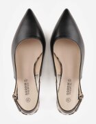 goodin Pantofi cu toc tip stiletto cu toc gros decorativ branț din piele și călcâi deschis Dreniss Negri