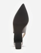 goodin Pantofi cu toc tip stiletto cu toc gros decorativ branț din piele și călcâi deschis Dreniss Negri