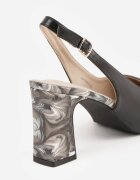 goodin Pantofi cu toc tip stiletto cu toc gros decorativ branț din piele și călcâi deschis Dreniss Negri