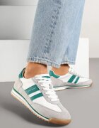 goodin Sneakers Alb-Gri Clasici Teniși cu Branț din Piele și Piele Întoarsă Naturală Tilritia