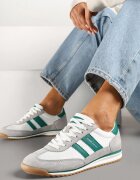 goodin Sneakers Alb-Gri Clasici Teniși cu Branț din Piele și Piele Întoarsă Naturală Tilritia