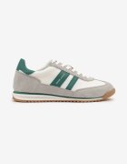 goodin Sneakers Alb-Gri Clasici Teniși cu Branț din Piele și Piele Întoarsă Naturală Tilritia