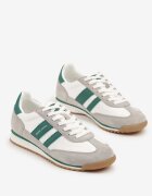 goodin Sneakers Alb-Gri Clasici Teniși cu Branț din Piele și Piele Întoarsă Naturală Tilritia