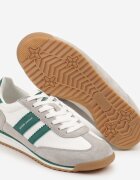 goodin Sneakers Alb-Gri Clasici Teniși cu Branț din Piele și Piele Întoarsă Naturală Tilritia
