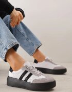 goodin Sneakers Alb-Gri Din Piele cu Talpă Groasă Decorate cu Benzi și Perforații Wiefia