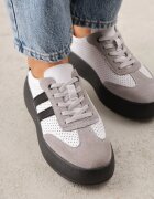 goodin Sneakers Alb-Gri Din Piele cu Talpă Groasă Decorate cu Benzi și Perforații Wiefia