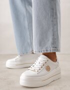 goodin Sneakers Albe cu platformă din Piele Naturală cu Ornamente Choko