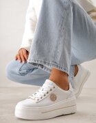 goodin Sneakers Albe cu platformă din Piele Naturală cu Ornamente Choko