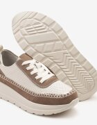 goodin Sneakers Bej-Maro din piele cu perforații cusături și inserții metalice Reimara