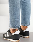 goodin Sneakers Clasici Tip Tenisi Negri-Albi cu Branț din Piele și Piele Întoarsă Naturală Tilritia
