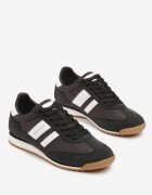 goodin Sneakers Clasici Tip Tenisi Negri-Albi cu Branț din Piele și Piele Întoarsă Naturală Tilritia