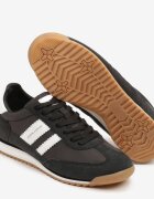 goodin Sneakers Clasici Tip Tenisi Negri-Albi cu Branț din Piele și Piele Întoarsă Naturală Tilritia