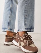 goodin Sneakers cu talpă groasă cu profil și cu carâmb din piele întoarsă naturală Ligana Maro