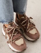 goodin Sneakers cu talpă groasă cu profil și cu carâmb din piele întoarsă naturală Ligana Maro