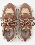 goodin Sneakers cu talpă groasă cu profil și cu carâmb din piele întoarsă naturală Ligana Maro