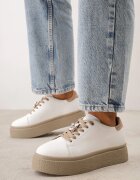 goodin Sneakers din piele Basic cu talpă groasă și aplicație bijuterie Rille Alb cu bej
