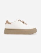 goodin Sneakers din piele Basic cu talpă groasă și aplicație bijuterie Rille Alb cu bej