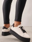 goodin Sneakers din piele Basic cu talpă groasă și aplicație bijuterie Rille Bej cu negru