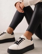 goodin Sneakers din piele Basic cu talpă groasă și aplicație bijuterie Rille Bej cu negru