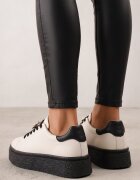 goodin Sneakers din piele Basic cu talpă groasă și aplicație bijuterie Rille Bej cu negru