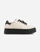 goodin Sneakers din piele Basic cu talpă groasă și aplicație bijuterie Rille Bej cu negru