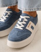goodin Sneakers din Piele Bleu Marin cu Talpă Groasă Decorate cu Perforații Fine Serinatea