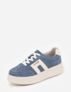 goodin Sneakers din Piele Bleu Marin cu Talpă Groasă Decorate cu Perforații Fine Serinatea