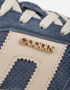 goodin Sneakers din Piele Bleu Marin cu Talpă Groasă Decorate cu Perforații Fine Serinatea