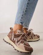 goodin Sneakers din piele întoarsă naturală cu șireturi pe talpă cu profil Nisu Bej