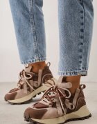 goodin Sneakers din piele întoarsă naturală cu șireturi pe talpă cu profil Nisu Bej