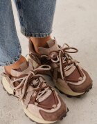 goodin Sneakers din piele întoarsă naturală cu șireturi pe talpă cu profil Nisu Bej