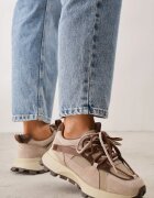 goodin Sneakers din piele întoarsă pe talpă groasă cu șireturi duble Linoza Bej