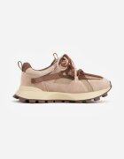 goodin Sneakers din piele întoarsă pe talpă groasă cu șireturi duble Linoza Bej