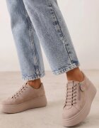 goodin Sneakers din piele întoarsă pe talpă groasă decorate cu fermoar Belko Bej