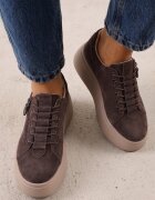 goodin Sneakers din piele întoarsă pe talpă groasă decorate cu fermoar Belko Maro