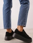 goodin Sneakers din piele întoarsă pe talpă groasă decorate cu fermoar Belko Negri