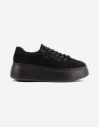 goodin Sneakers din piele întoarsă pe talpă groasă decorate cu fermoar Belko Negri