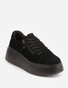 goodin Sneakers din piele întoarsă pe talpă groasă decorate cu fermoar Belko Negri