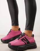 goodin Sneakers din piele întoarsă pe talpă groasă embosată cu talpă interioară din piele naturală Inesia Fucsia
