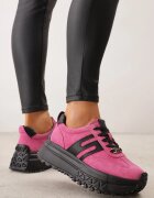 goodin Sneakers din piele întoarsă pe talpă groasă embosată cu talpă interioară din piele naturală Inesia Fucsia