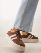 goodin Sneakers din piele maro cu talpă groasă și model geometric Rivimi