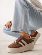 goodin Sneakers din piele maro cu talpă groasă și model geometric Rivimi