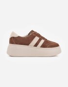 goodin Sneakers din piele maro cu talpă groasă și model geometric Rivimi