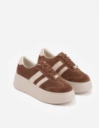 goodin Sneakers din piele maro cu talpă groasă și model geometric Rivimi