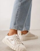 goodin Sneakers din piele naturală cu platformă joasă și accente metalice Rilmi Bej cu auriu
