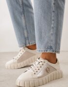 goodin Sneakers din piele naturală cu platformă joasă și accente metalice Rilmi Bej cu auriu