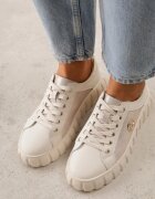 goodin Sneakers din piele naturală cu platformă joasă și accente metalice Rilmi Bej cu auriu